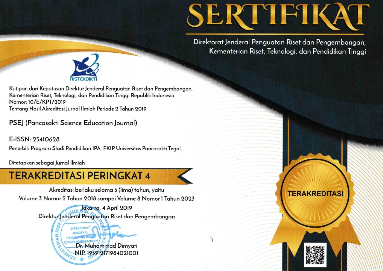 Prodi Pendidikan IPA mendapatkan Akreditasi Jurnal : PSEJ (Pancasakti Science Education Journal) dengan Peringkat Sinta 4